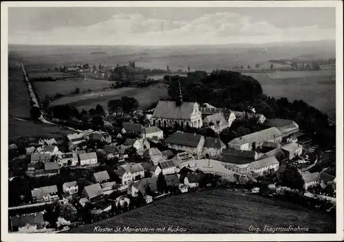 Ak Panschwitz Kuckau Oberlausitz, Kloster St. Marienstern, Fliegeraufnahme, Gasthof