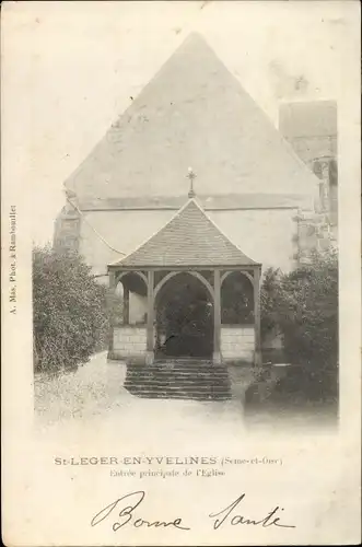 Ak Saint Leger en Yvelines, Entree principale de l'Eglise
