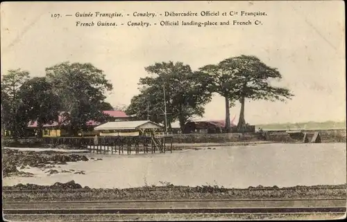 Ak Conakry Konakry Guinea, Debarcadere Officiel et Compagnie Francaise