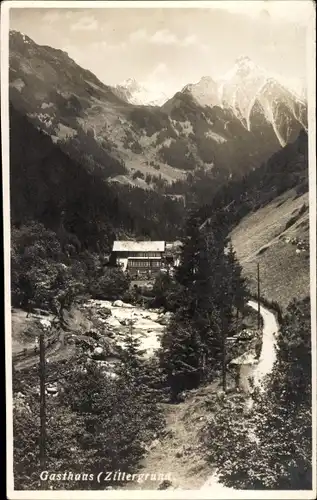 Ak Zillertal Tirol, Gasthaus Zillergrund