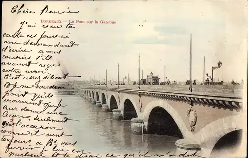Ak Bordeaux Gironde, Le Pont sur la Garonne