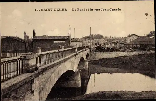 Ak Saint Dizier Haute Marne, Le Pont et la Rue Jean Jaurès