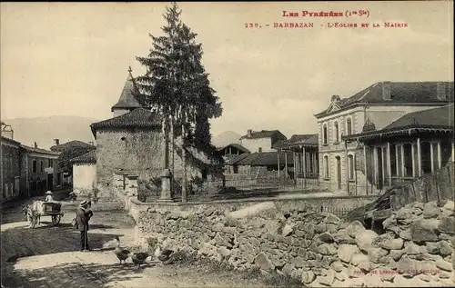 Ak Barbazin Haute-Garonne, L'Eglise, La Mairie