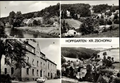 Ak Hopfgarten Zschopau im Erzgebirge Sachsen, Gasthof Hoppegarten, Teilansichten