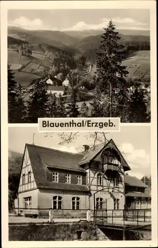 Ak Blauenthal Eibenstock im Erzgebirge, Talblick, Bahnhof