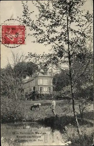 Ak Brueil en Vexin Yvelines, Chateau, vu du Parc