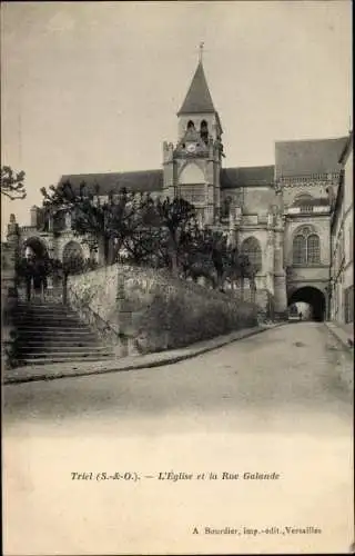 Ak Triel sur Seine Yvelines, Eglise et la Rue Galande
