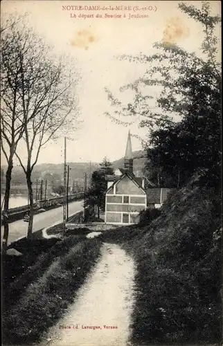 Ak Notre Dame de la Mère Yvelines, Depart du Sentier a Jeufosse