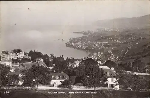 Ak Glion Montreux Kanton Waadt, Vue generale avec Clarens