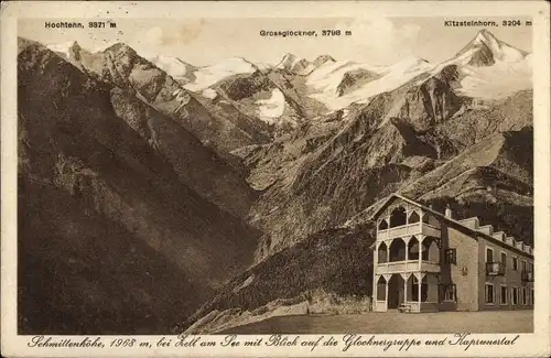 Ak Zell am See in Salzburg, Hotel Schmittenhöhe, Blick auf die Glocknergruppe und Kaprunertal