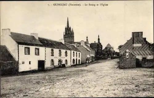 Ak Guimiliau Finistère, Le Bourg et l'Eglise