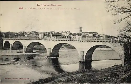 Ak Cazères sur Garonne Haute Garonne, Le Pont sur la Garonne et la Ville