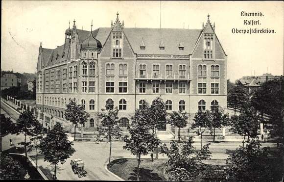 AK Chemnitz i. S., Kaiserliche Oberpostdirektion am Stephansplatz mit