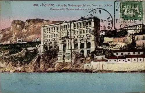 Ak Monaco, Musee Oceanographique, vue sur la mer