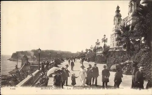 Ak Monte Carlo Monaco, Les Terrasses et le Rocher