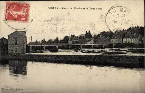 Ak Guipry Ille-et-Vilaine, Le port, Le Moulin, La Chute d'eau