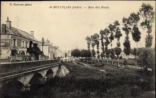 Ak Buzançais Indre, Rue des Ponts