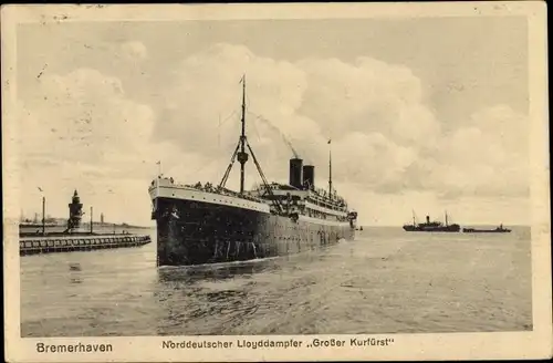 Ak Bremerhaven, Dampfschiff Großer Kurfürst, Norddeutscher Lloyd
