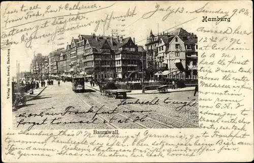 Ak Hamburg Mitte Altstadt, Baumwall, Straßenbahn