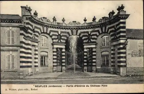 Ak Neuflize Ardennes, Porte d'Entree du Chateau Pate