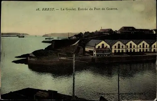 Ak Brest Finistère, Le Goulet, Entrée du Port de Guerre
