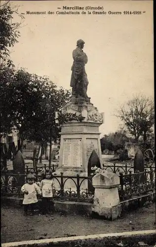 Ak Marcillac Gironde, Monument des Combattants de la Grande Guerre 1914-1915