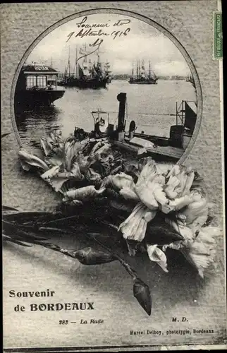 Ak Bordeaux Gironde, La Rade, Blumen
