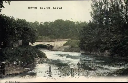 Ak Joinville Haute Marne, la Grève, le Cavé, Pont