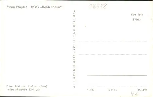 Ak Syrau Rosenbach im Vogtland, HOG Höhlenheim