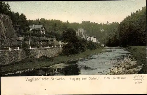 Ak Rentzschmühle Pöhl im Vogtland, Hotel Steinicht, Hotel Restaurant