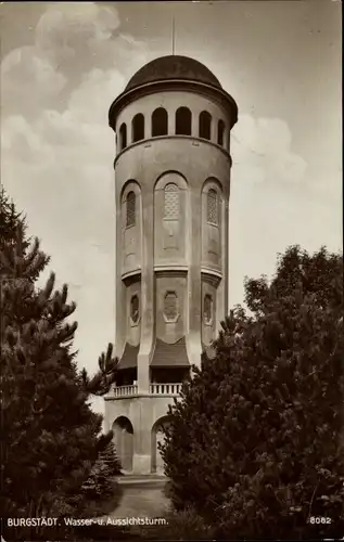 Ak Burgstädt in Sachsen, Taurastein, Wasserturm, Aussichtsturm