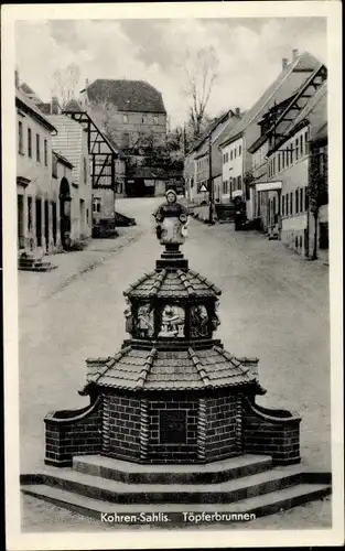 Ak Kohren Sahlis Frohburg Sachsen, Töpferbrunnen