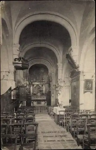 Ak Villennes sur Seine Yvelines, Eglise, Interieur