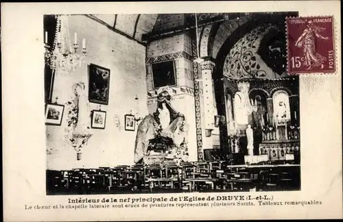 Ak Druye Indre et Loire, Kircheninneres