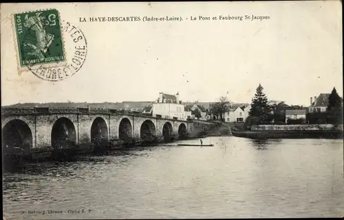 Ak Descartes Indre et Loire, Le Pont et Faubourg St Jacques