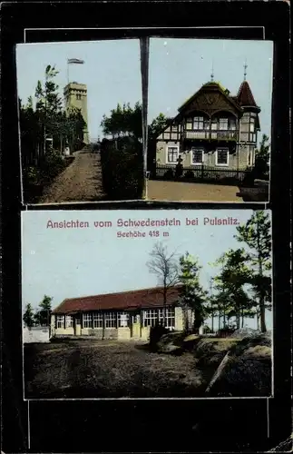 Ak Pulsnitz Sachsen, Schwedenstein, Aussichtsturm, Gasthaus