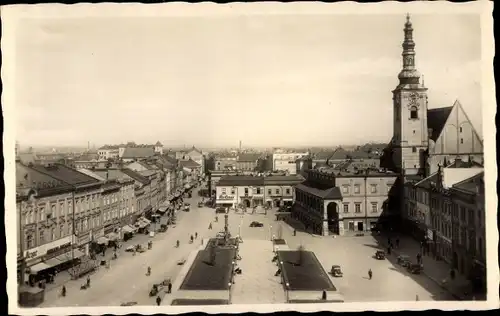 Ak Prostějov Proßnitz Olomoucky kraj Region Olmütz, Platz, Kirche