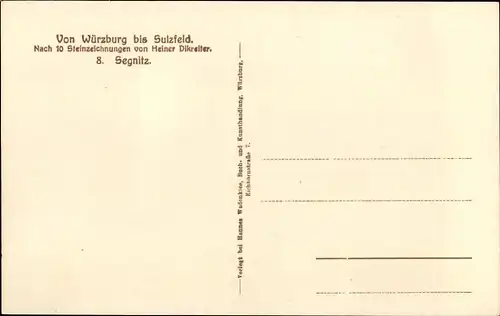 Künstler Ak Dikreiter, Heinrich, Segnitz am Main in Unterfranken, Ortsansicht, Steinzeichnung