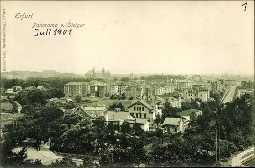 Ak Erfurt in Thüringen, Panorama vom Steiger