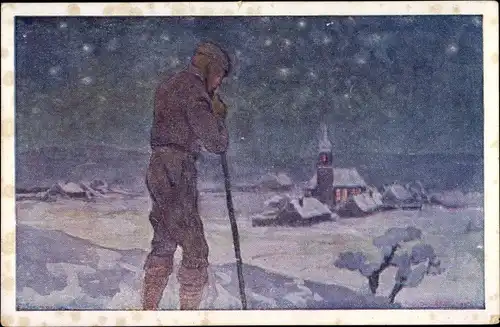 Künstler Ak Sommavilla, E., Steh ich in finstrer Mitternacht