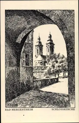 Künstler Ak Balling, R, Bad Mergentheim in Tauberfranken, Schlosskirche