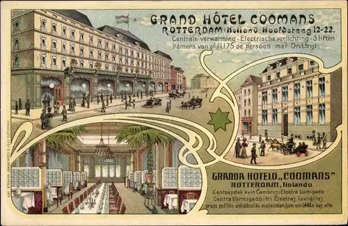 Litho Rotterdam Südholland Niederlande, Grand Hotel Coomans, Hoofdesteeg