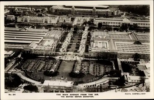 Ak London City England, British Empire Exhibition 1924, Main avenue from the air