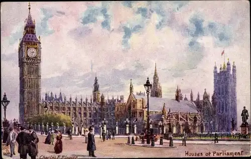 Künstler Ak Flower, Charles, London City England, Houses of Parliament, Tuck 7898