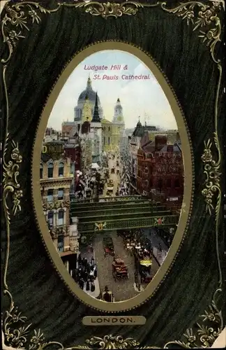 Passepartout Ak London City England, Ludgate Hill, St Paul's Cathedral