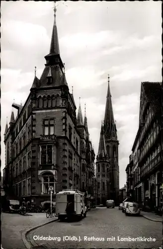 Ak Oldenburg in Niedersachsen, Rathaus mit Lambertikirche