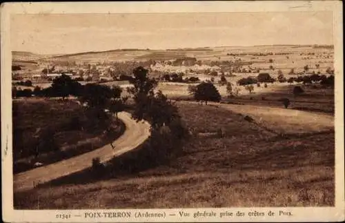 Ak Poix Terron Ardennes, Vue generale prise des cretes de Poix