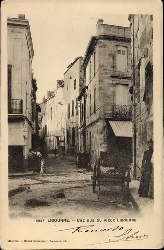 Ak Libourne Gironde, Une Rue du vieux Libourne