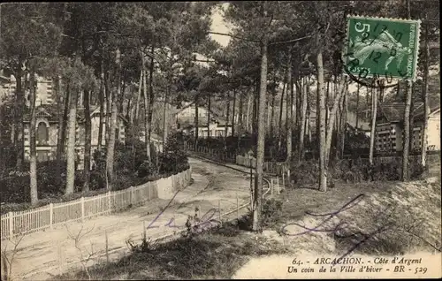 Ak Arcachon Gironde, Cote d'Argent, Un coin de la Vilel d'biver