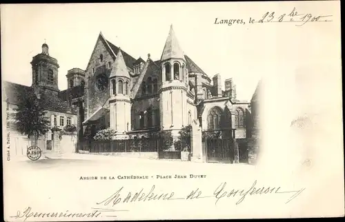 Ak Langres Haute Marne, Abside de la Cathédrale, Place Jean Duvet